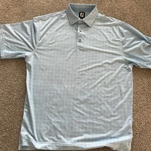Men’s blue and white check, extra large, foot joy, golf shirt.